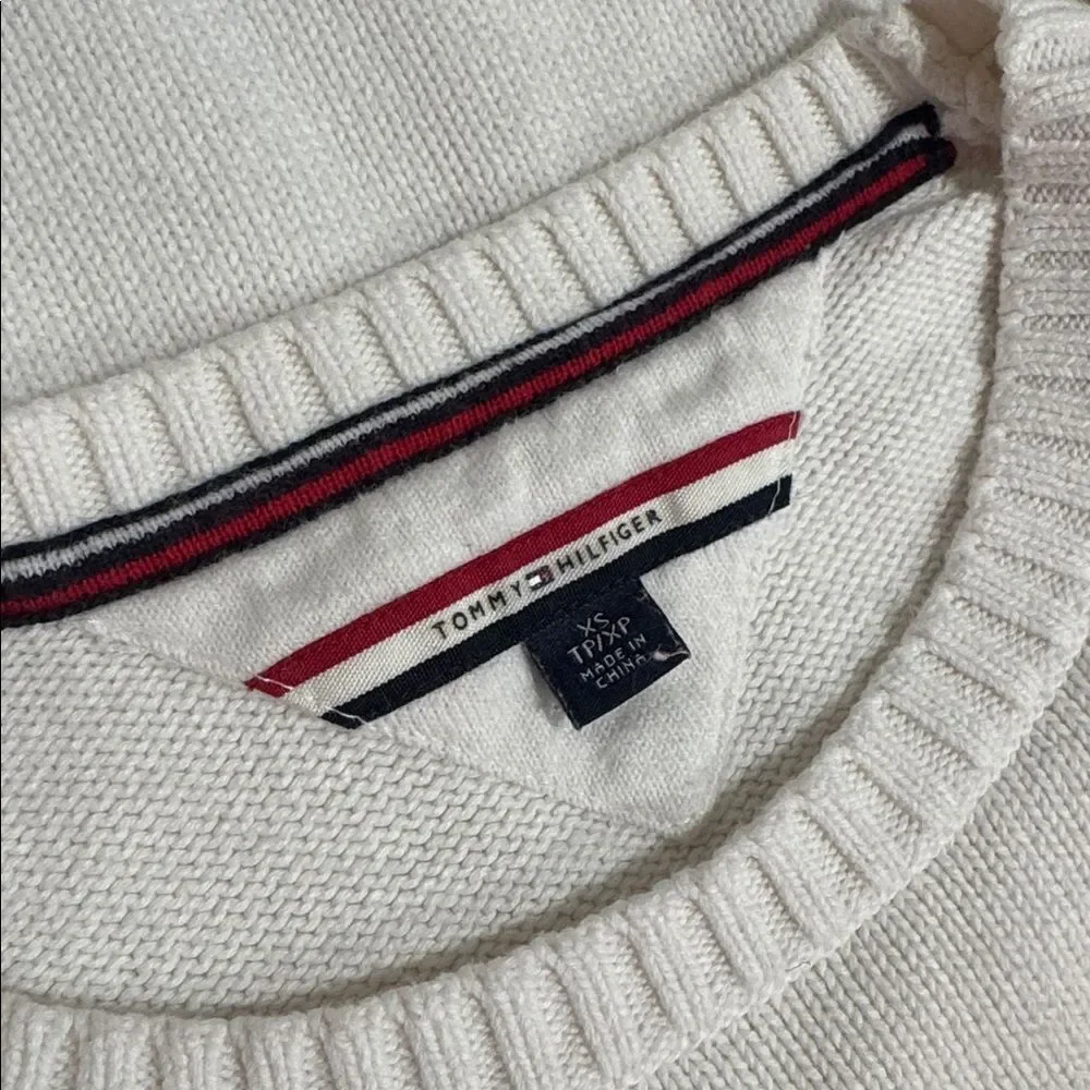 Tommy Hilfiger Red, Navy, and White Crew Neck Sweater EUC